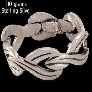 Vintage Sterling Heavy Taxco Mexico Statement Bracelet